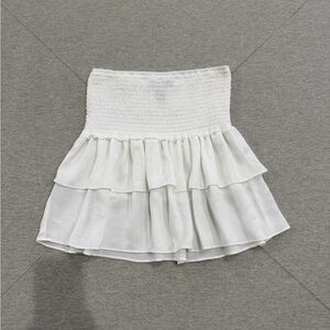 Forever 21 White Strapless Ruffled Shirt